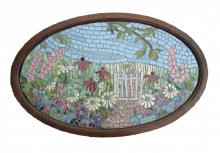Exhibition mosaic featuring a garden of flowers with a path meandering through
