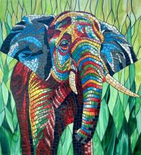 Elephant Glassart Mosaic Panel